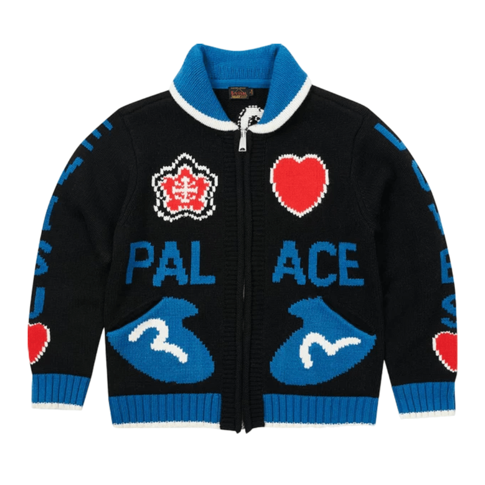 Palace x Evisu Cowichan cardigan, black