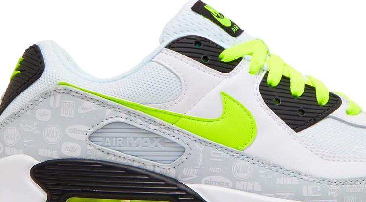 حذاء رياضي Nike Air Max 90 'Reflective Logo - White Volt' باللون الأبيض