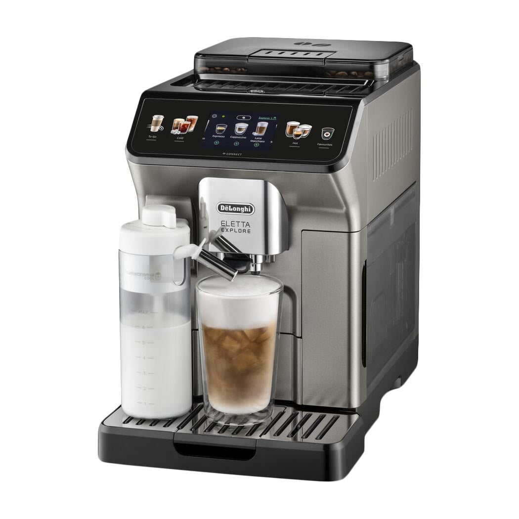 ماكينة صنع القهوة الأوتوماتيكية DeLonghi Eletta Explore ECAM450.86، تيتانيوم