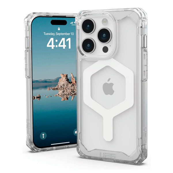 Case UAG Plyo for iPhone 15 Pro, MagSafe Charging, Ice/White