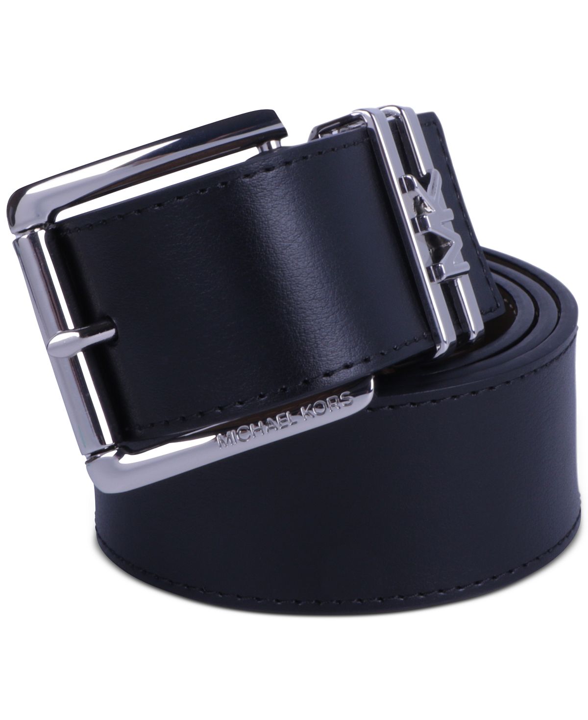 Women's genuine leather belt with Michael Kors logo, black