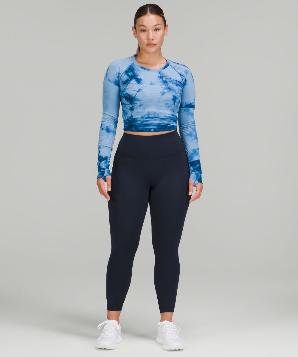 بنطال ضيق مرتفع الخصر من Lululemon Wunder Train Contour Fit، أزرق