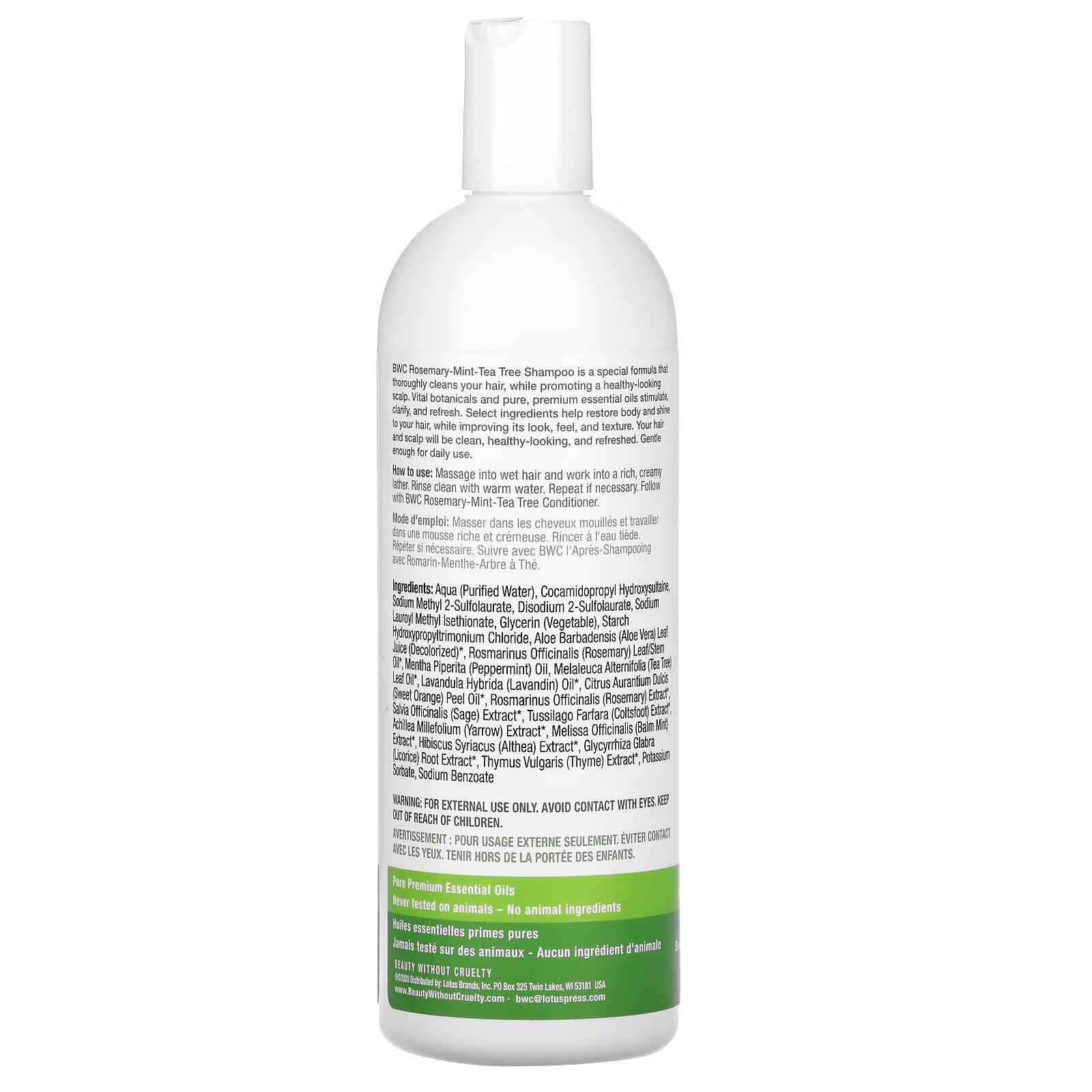 Beauty Without Cruelty, Tea Tree Oil, Rosemary & Mint Shampoo, 16 fl oz (473 ml)