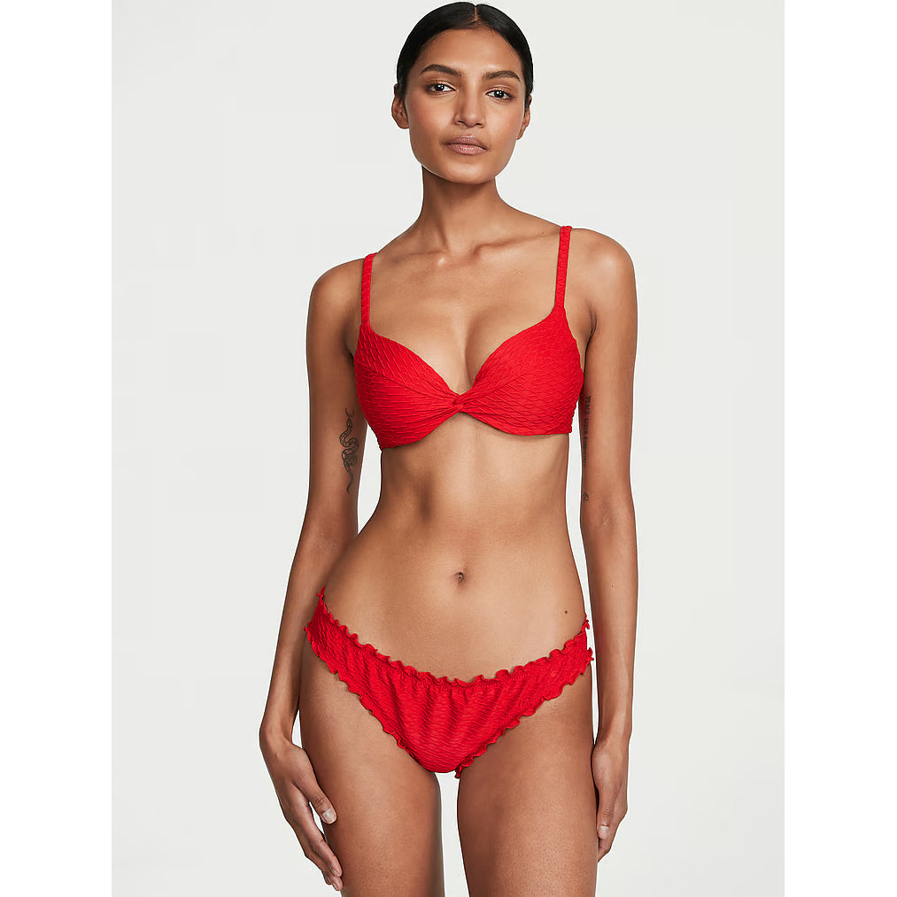 Victoria's Secret Swim Mix & Match Twist Push-Up Fishnet Bikini Top, red