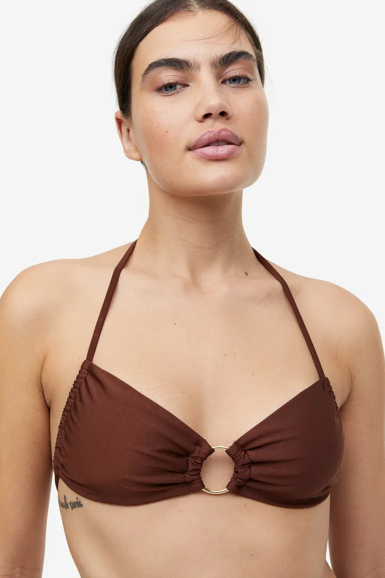 Soft bikini top H&M, brown