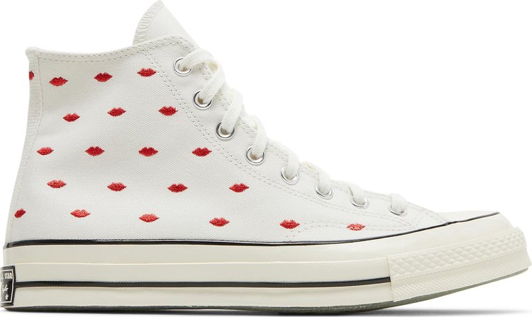 Converse Chuck 70 Embroidered Lips High Love Me Sneakers - Vintage White