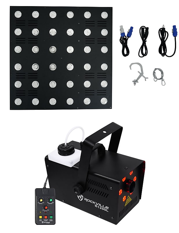 Rockville STAGE MATRIX 36 RGB 6x6 Three-color matrix DJ Blinder Light + LED Fogger STAGE MATRIX 36 RGB+R1200L