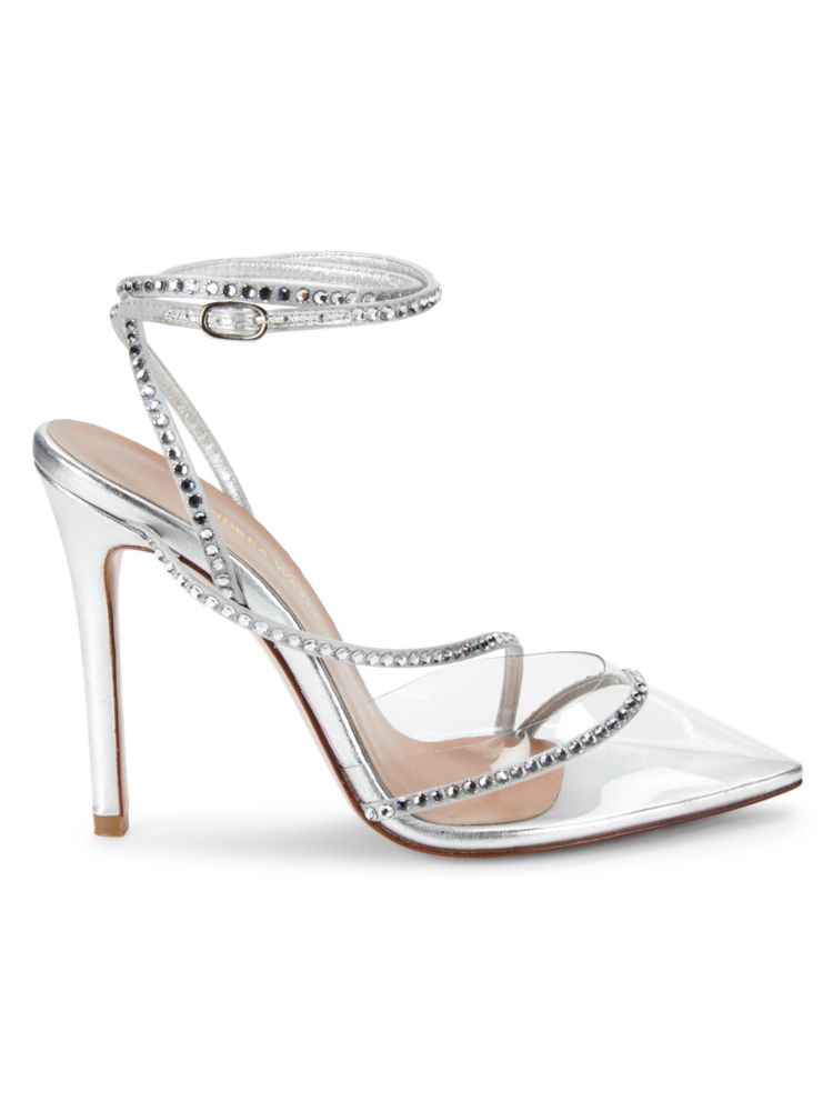 Andrea Wazen metallic sandals, silver