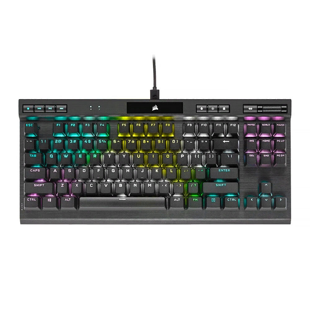 Corsair K70 RGB TKL Gaming Keyboard, Wired, Mechanical, CORSAIR OPX RGB, English Keyboard, Black