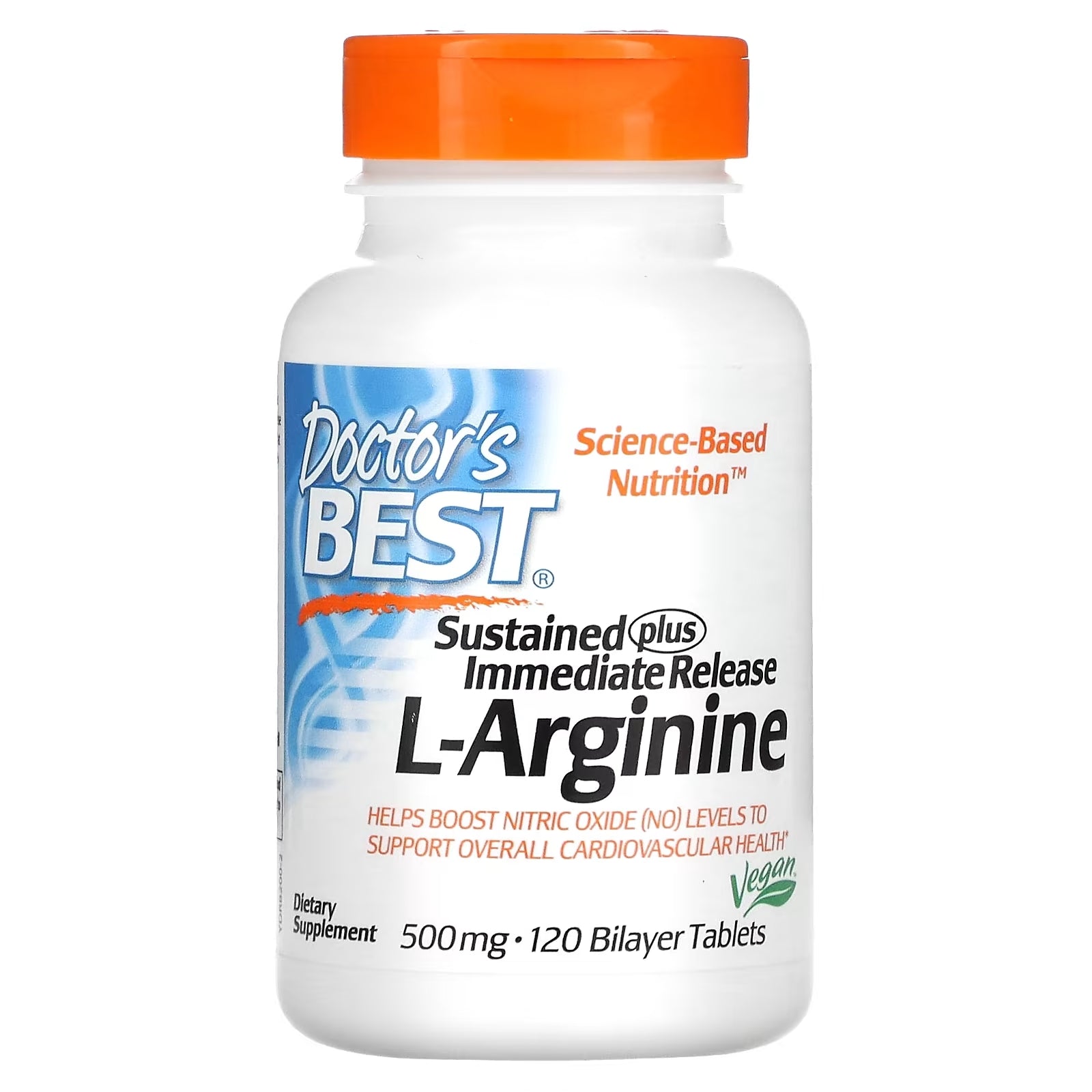 Doctor's Best Long-Release & Fast-Release L-Arginine, 120 Double Layer Tablets