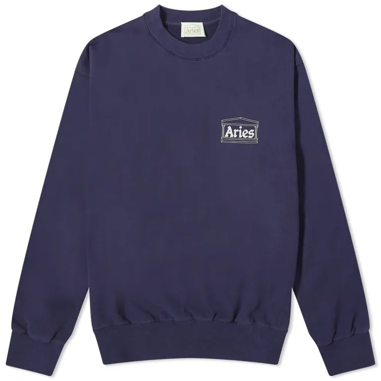 Aries Mini Temple Crew Neck Sweatshirt, dark blue