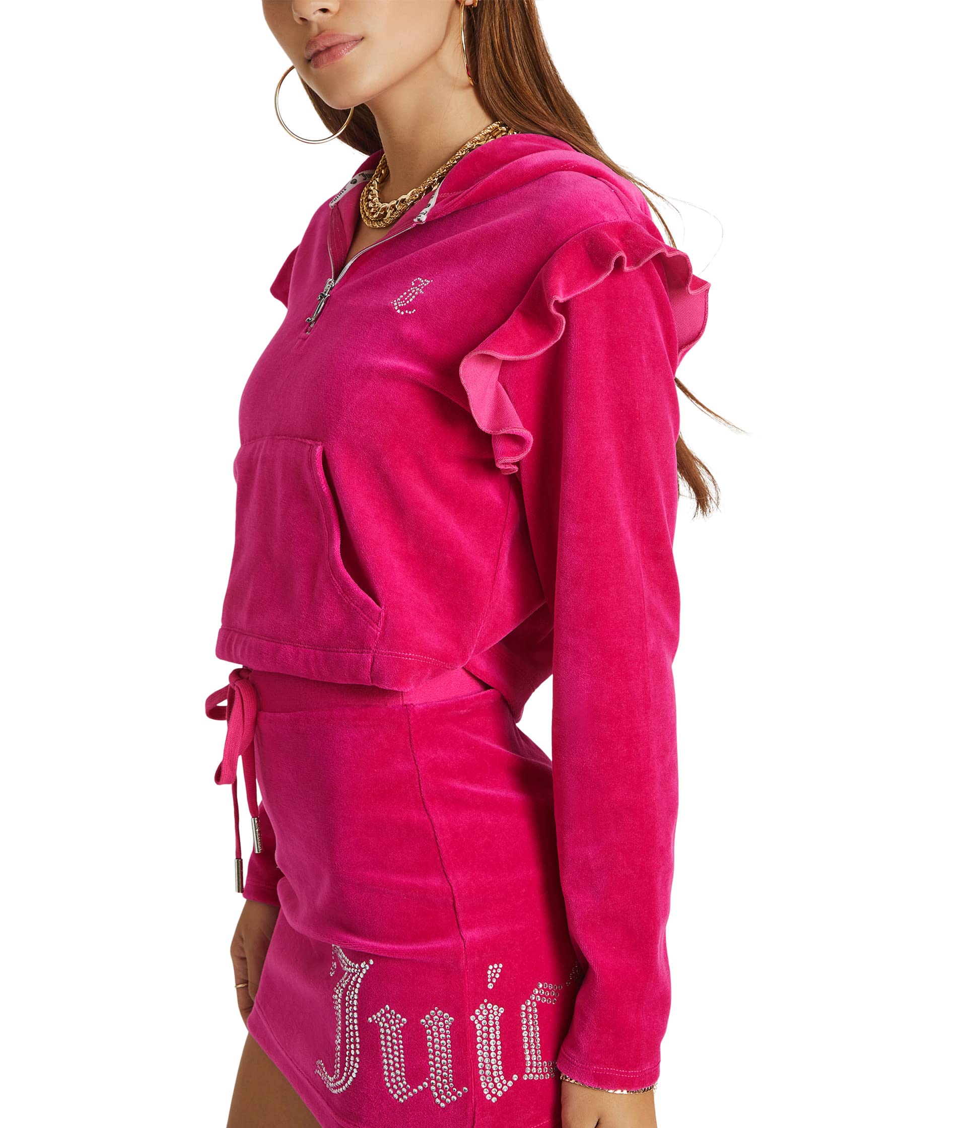 هودي من Juicy Couture، أكمام مكشكشة وسحاب 1/4