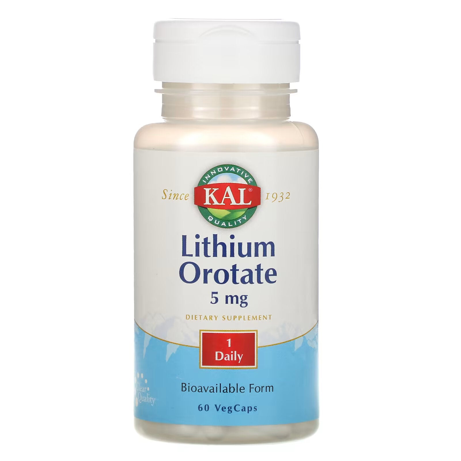 KAL, Lithium Orotate, 5 mg, 60 Vegetarian Capsules