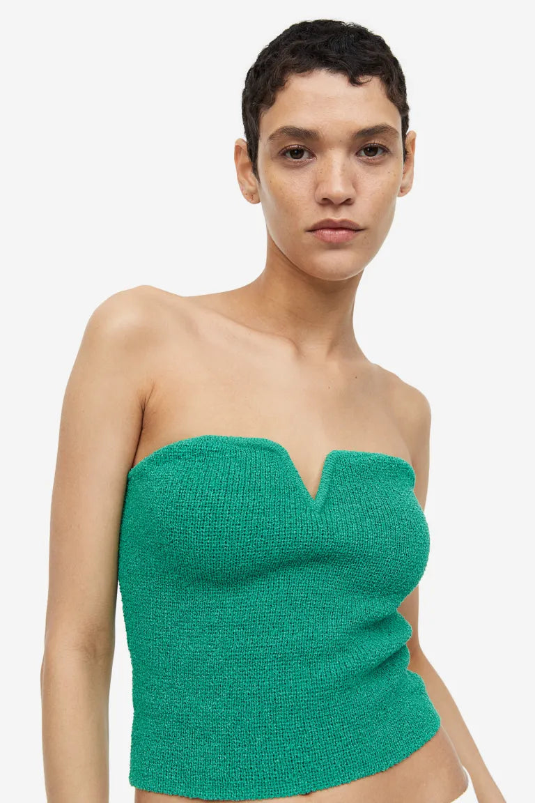 H&M Textured Knit Tube Top, Green