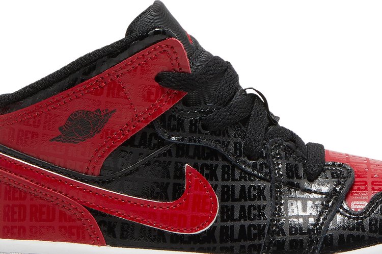 حذاء Air Jordan 1 Mid SS TD "أسود + أحمر = Bred"، باللون الأسود