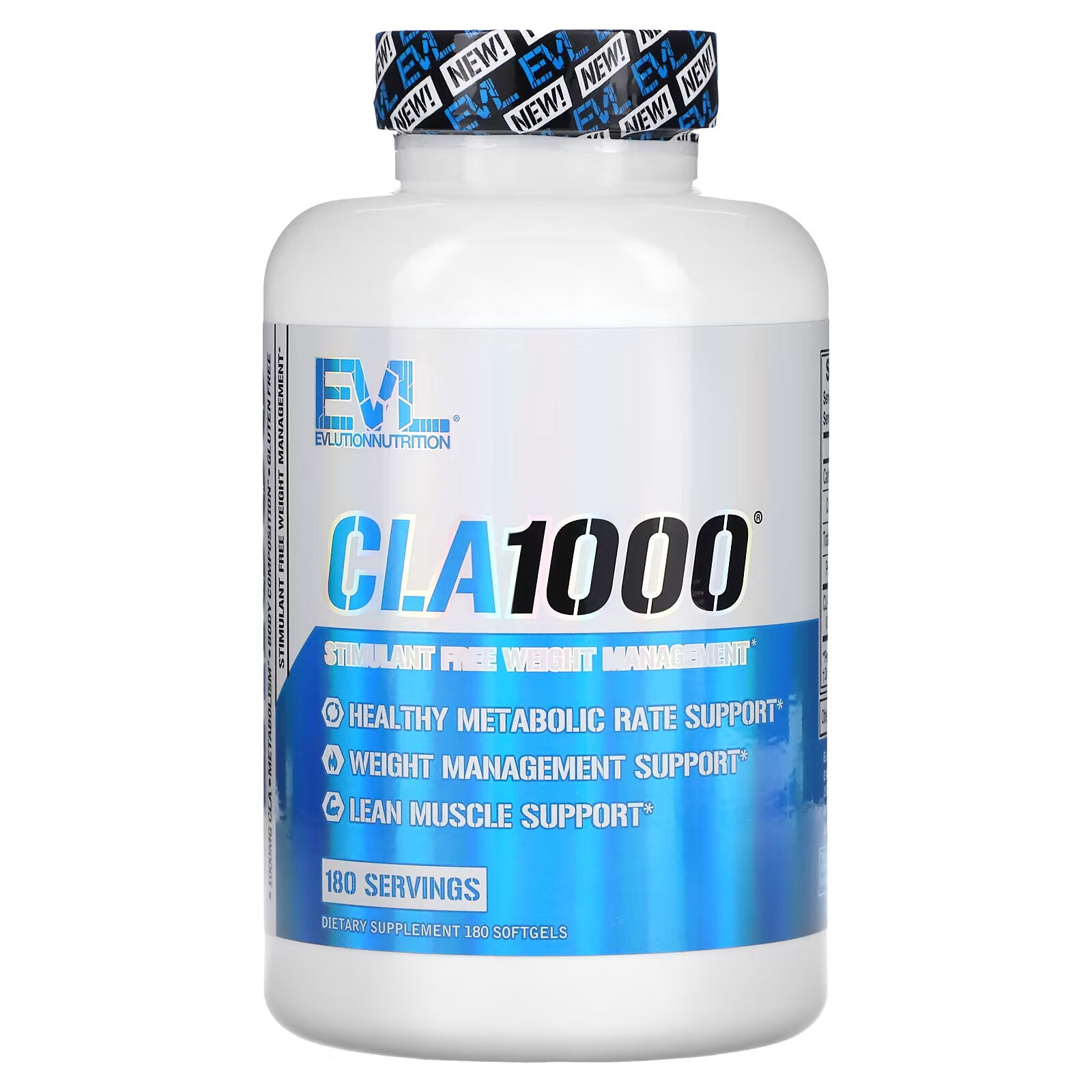 EVLution Nutrition, CLA1000, Stimulant-Free Weight Management Supplement, 180 Capsules