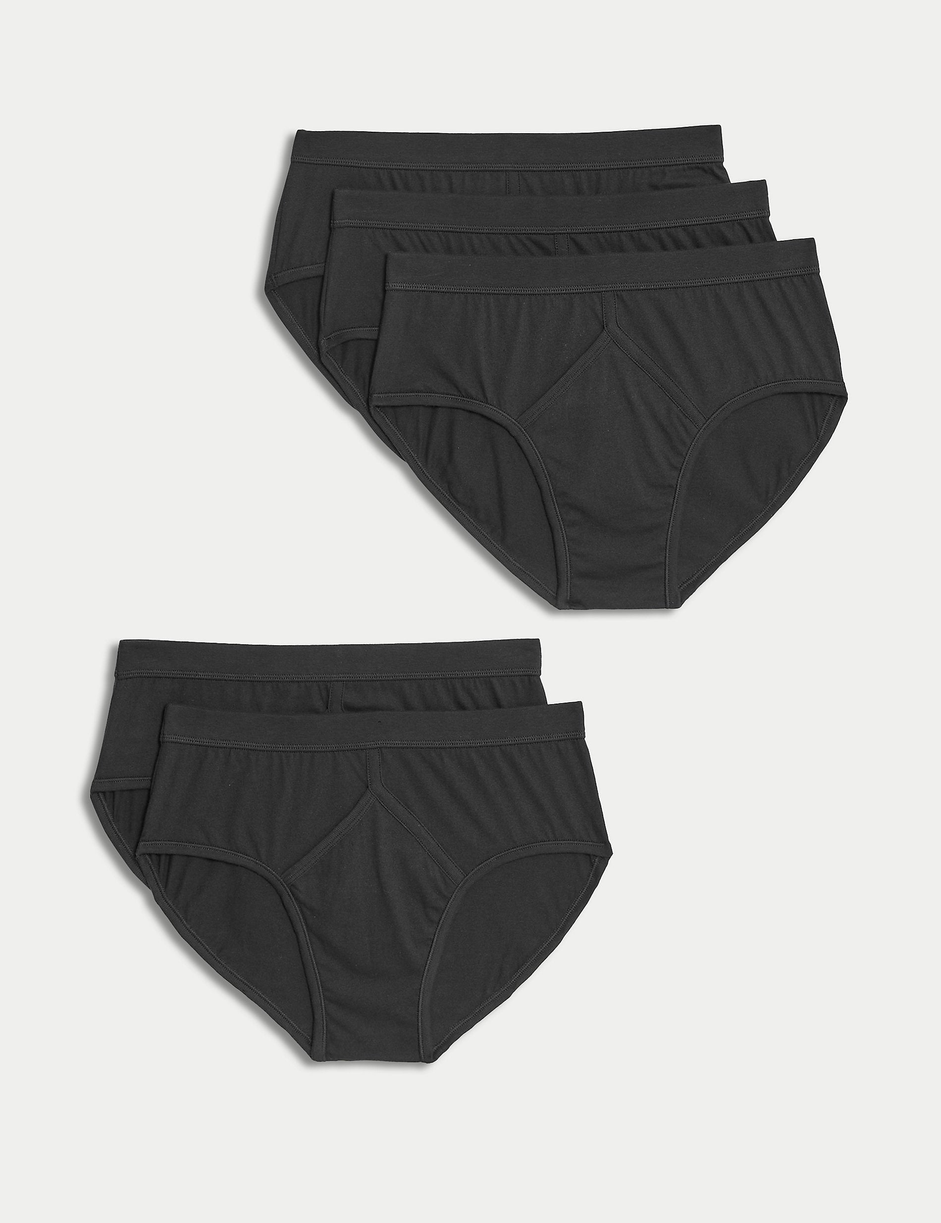 5 pack Marks & Spencer pure cotton briefs, black