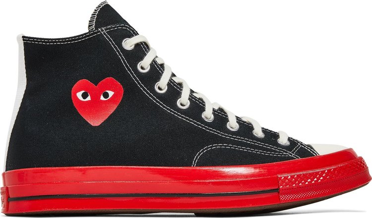 حذاء رياضي Converse Comme des Garçons Play x Chuck 70 High أسود وأحمر، أسود