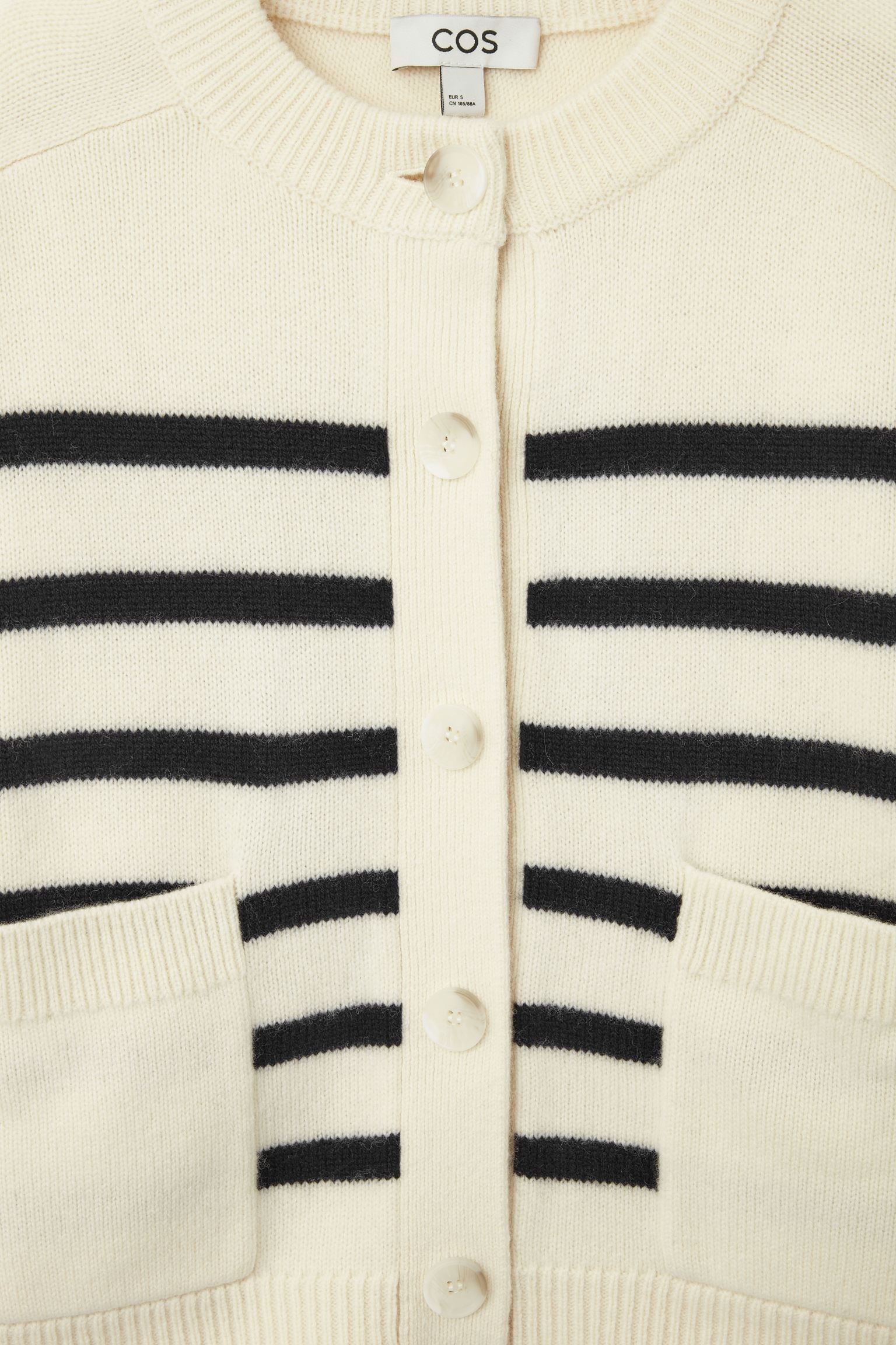 Cardigan wool COS Wool Cardneck, cream/black