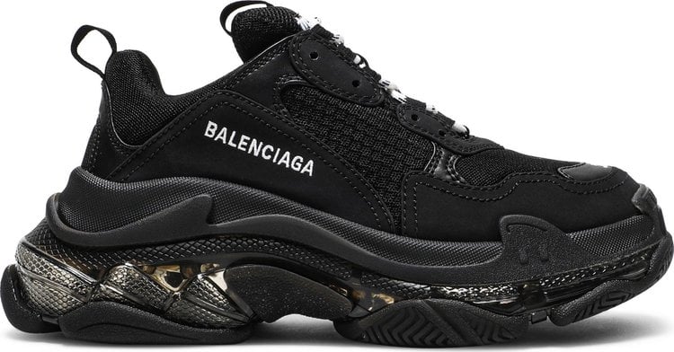 حذاء رياضي Balenciaga Womens Triple S بنعل شفاف - أسود