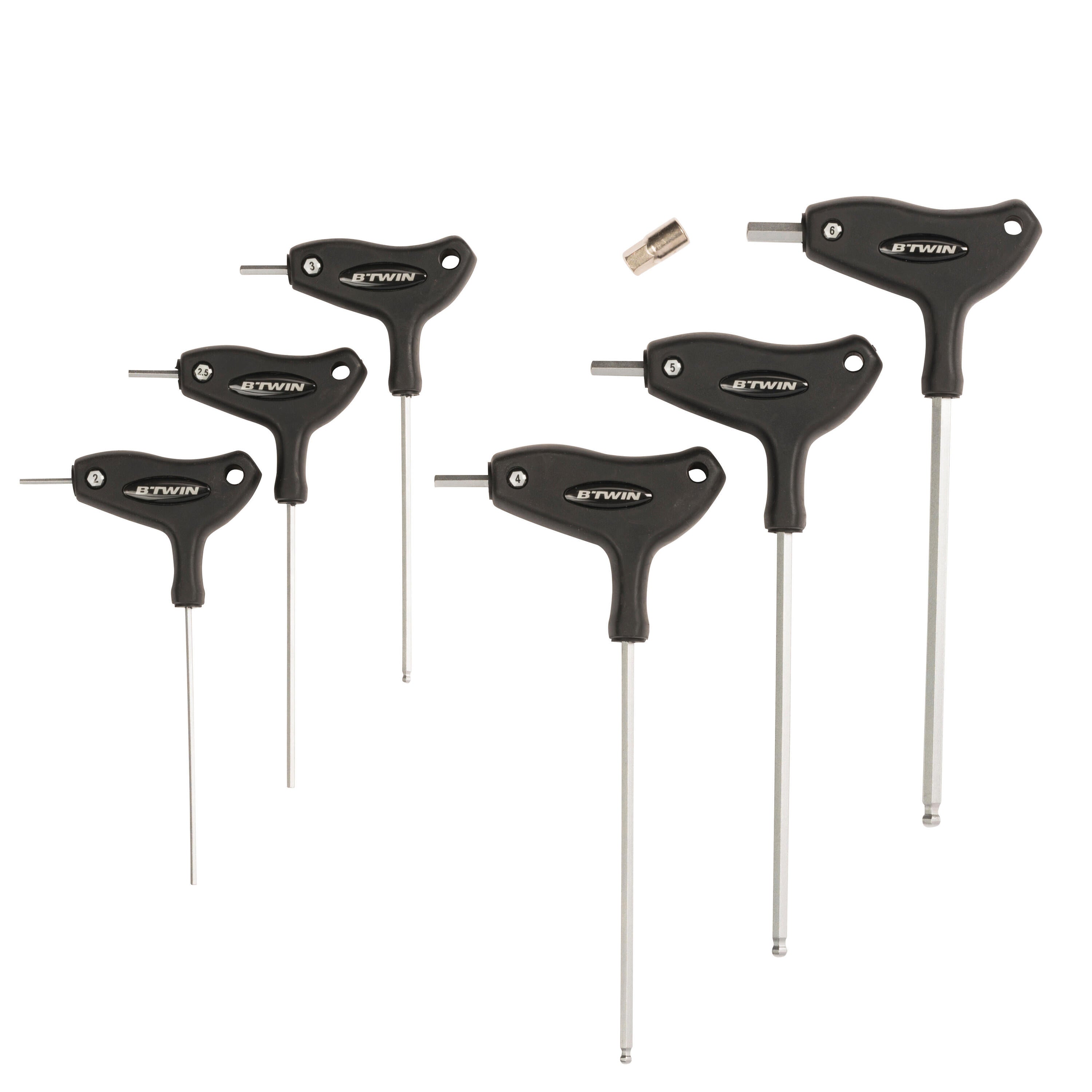 Set of six hex keys and 8mm adapter. DECATHLON