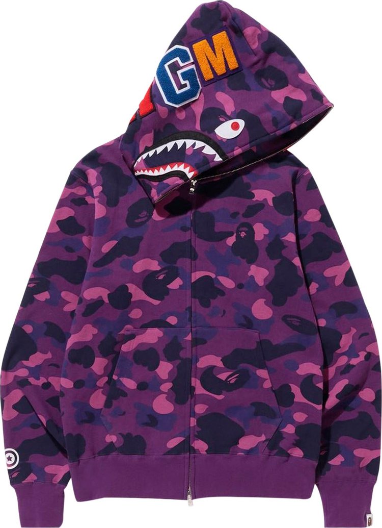 BAPE Color Camo Shark Full Zip Hoodie 'Purple', Purple