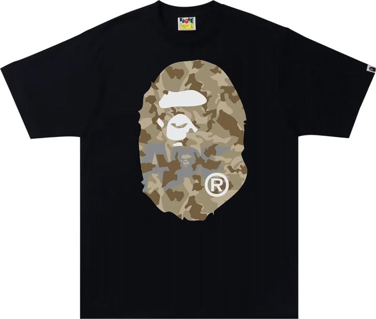 تي شيرت BAPE Sand Camo Big Ape Head Tee "أسود/بيج"، أسود