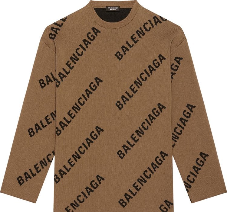 سويت شيرت Balenciaga Allover Logo Crewneck 'Black'، أسود