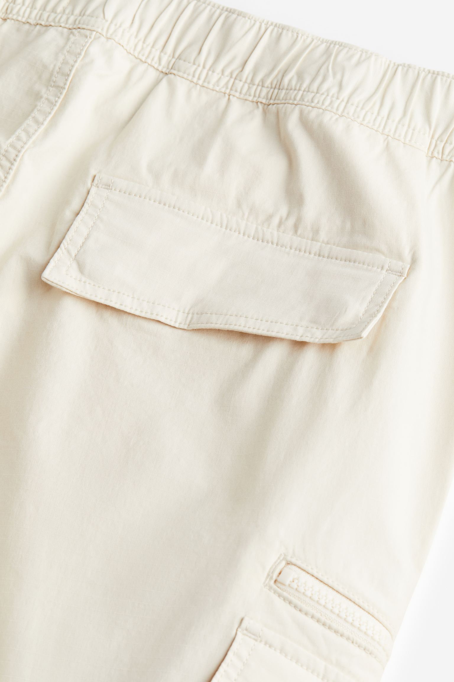 H&M Regular Fit Ripstop Cargo Pants, cream