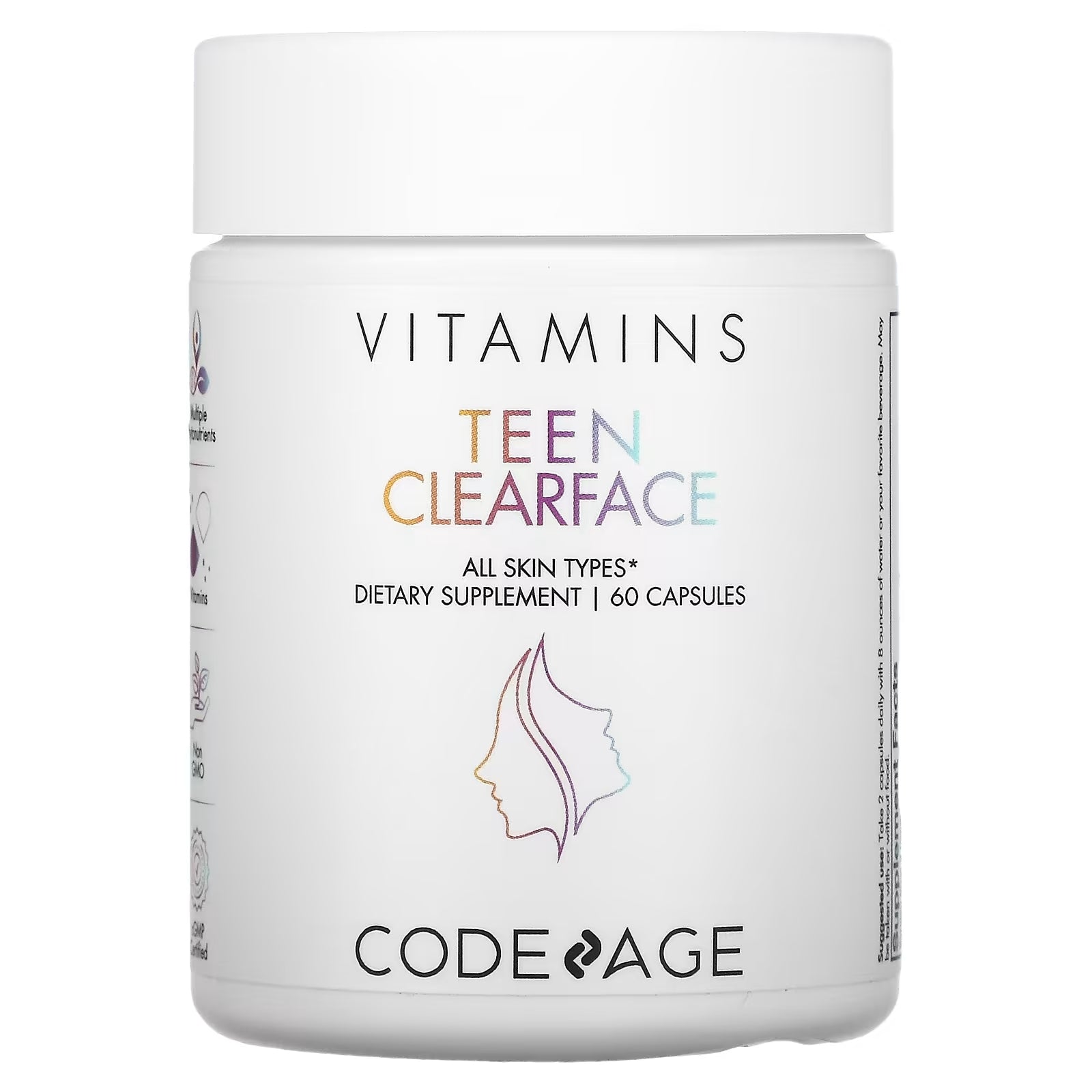 Codeage Teen Clearface Vitamins All Skin Types, 60 Capsules