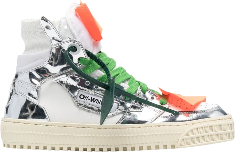 حذاء رياضي Off-White Wmns Off-Court 3.0 High White Metallic Silver، فضي