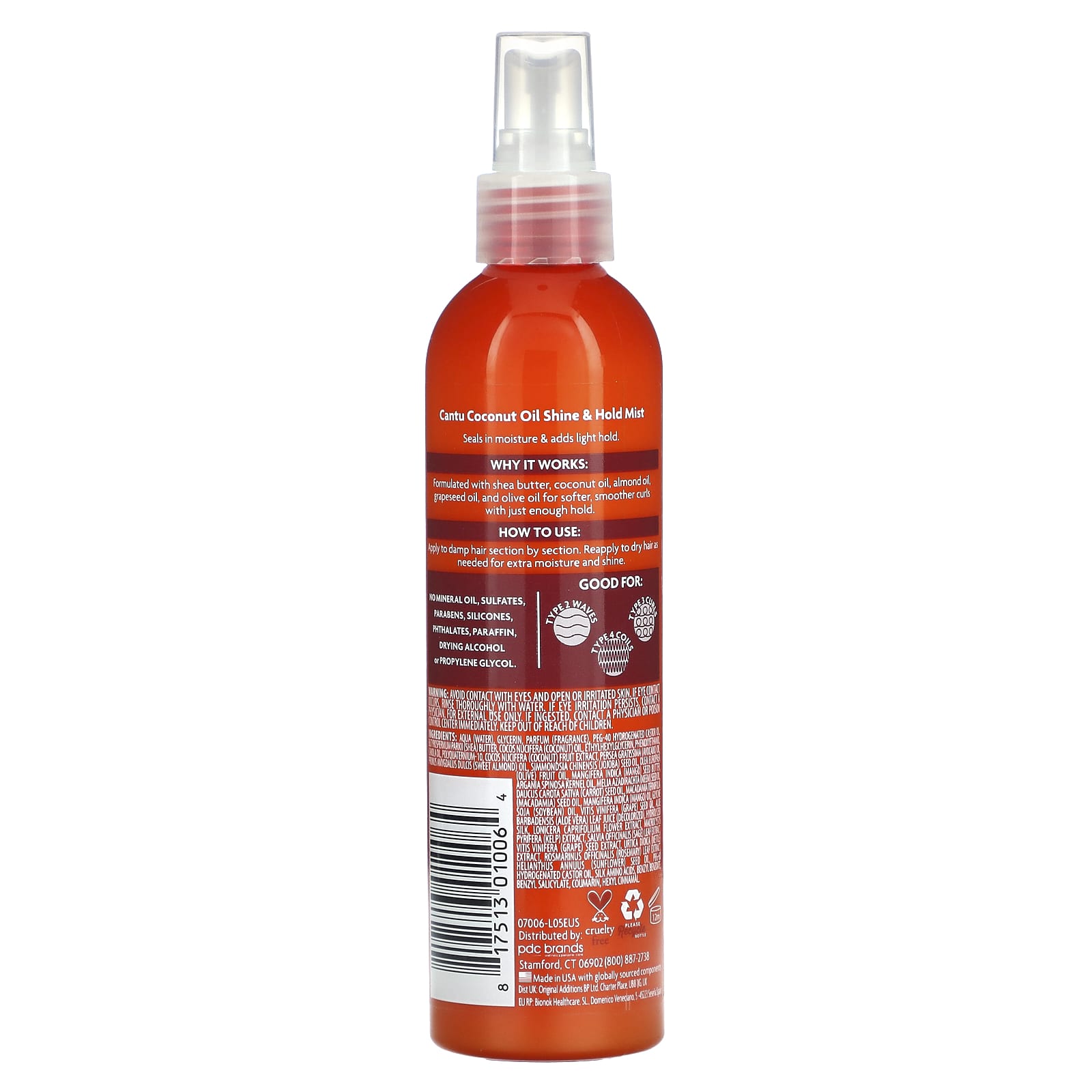 Cantu Spray for natural hair, for shine and hold with coconut oil, 237 ml