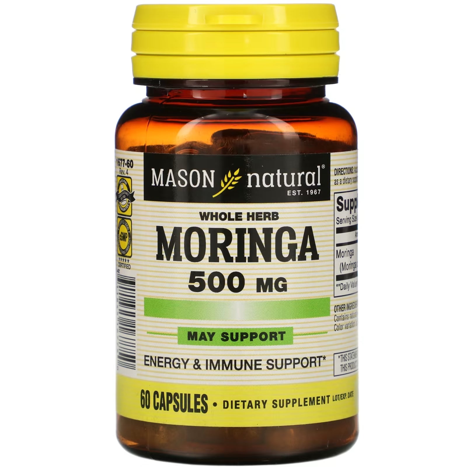 Mason Natural Whole Moringa Herb, 60 Capsules