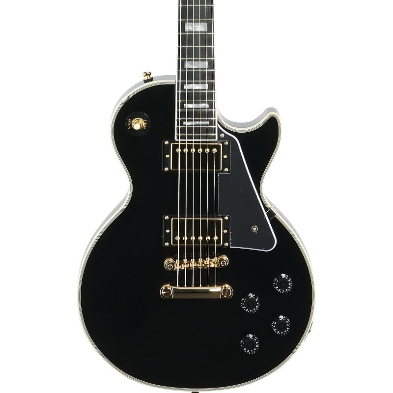 جيتار كهربائي مخصص من Epiphone Les Paul، لون أسود، مع أجزاء ذهبية EILCEBGH1