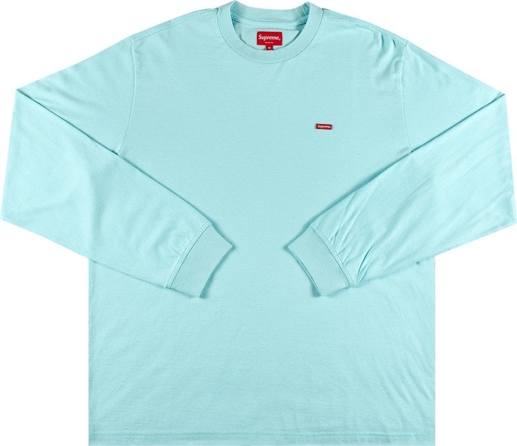 تي شيرت Supreme Small Box بأكمام طويلة "Cyan"، باللون الأزرق