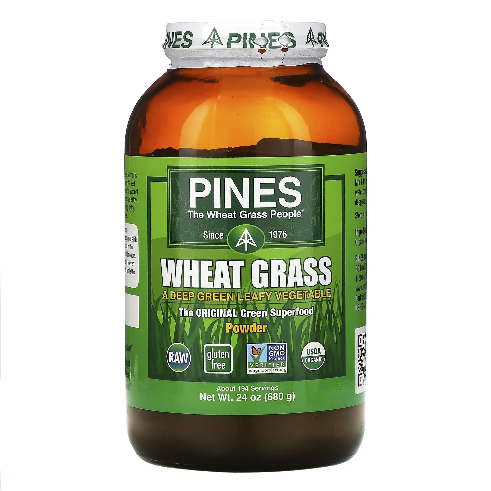 Food Supplement Pines International Wheat Grass, Powder, 680 g