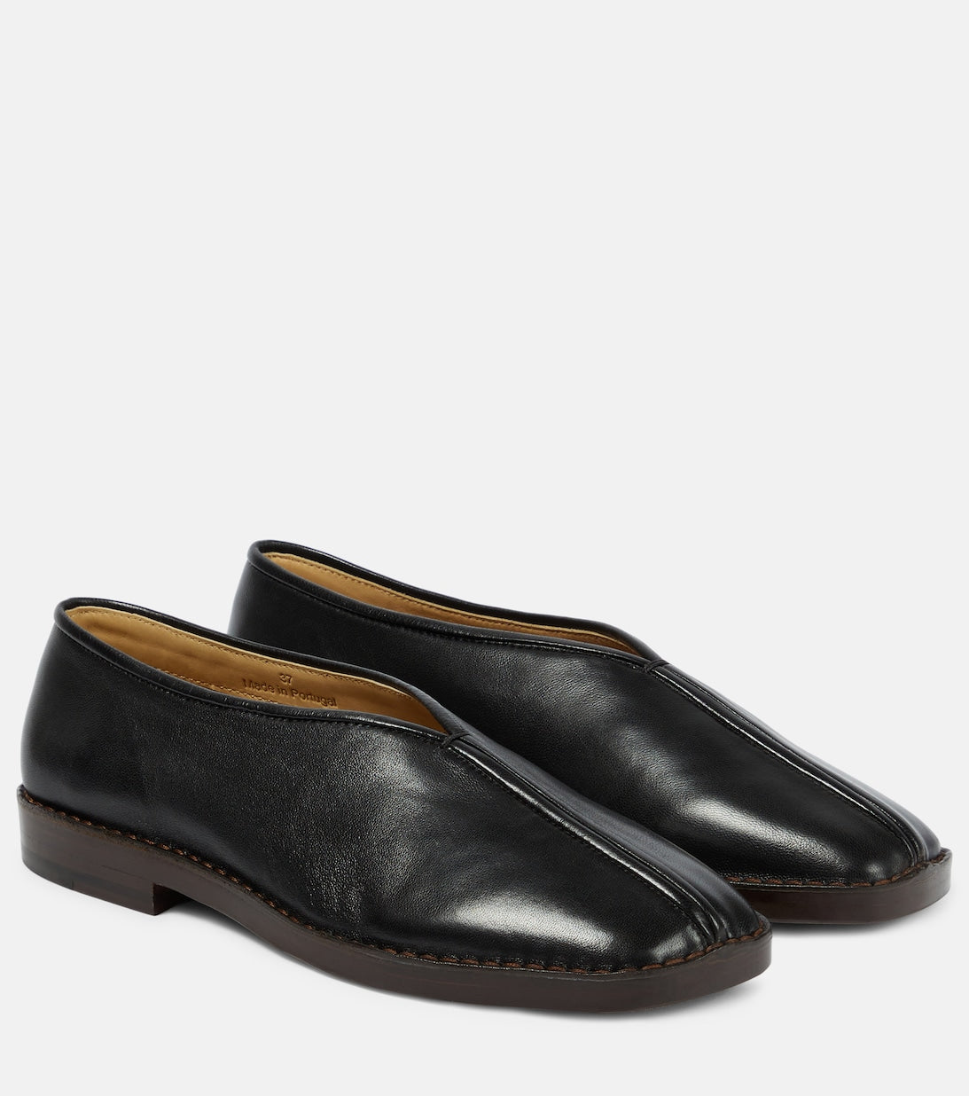 Lemaire Leather Piping Loafers, Black