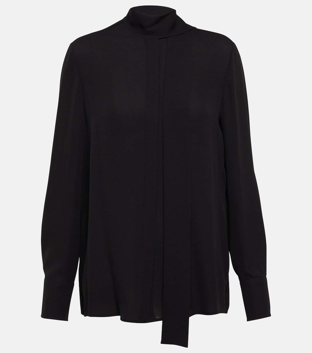 Valentino Silk Georgette Blouse with Tie Collar, Black