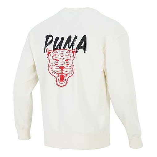 Sweatshirt PUMA Funny Logo Sports Pullover Round Neck Creamy White, color creamy