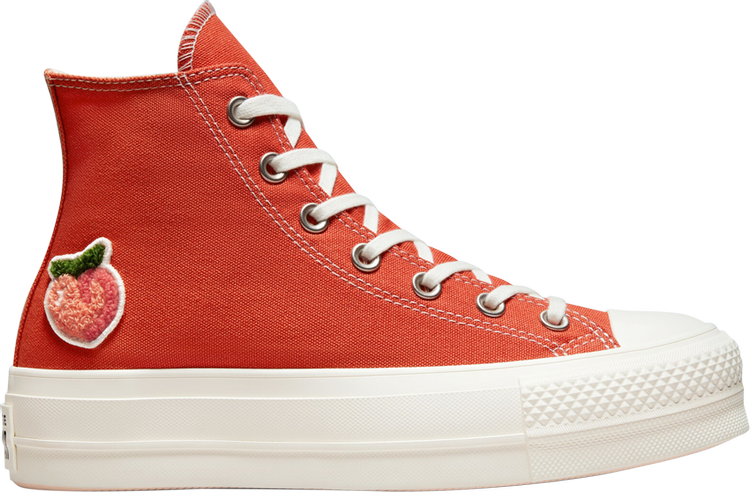 حذاء رياضي Converse Chuck Taylor All Star Lift Platform High Peaches للنساء، أحمر