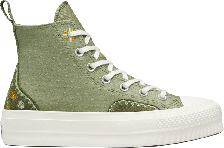 حذاء رياضي Converse Chuck Taylor All Star Lift Platform High Autumn Embroidery للنساء - Light Field Surplus، أخضر