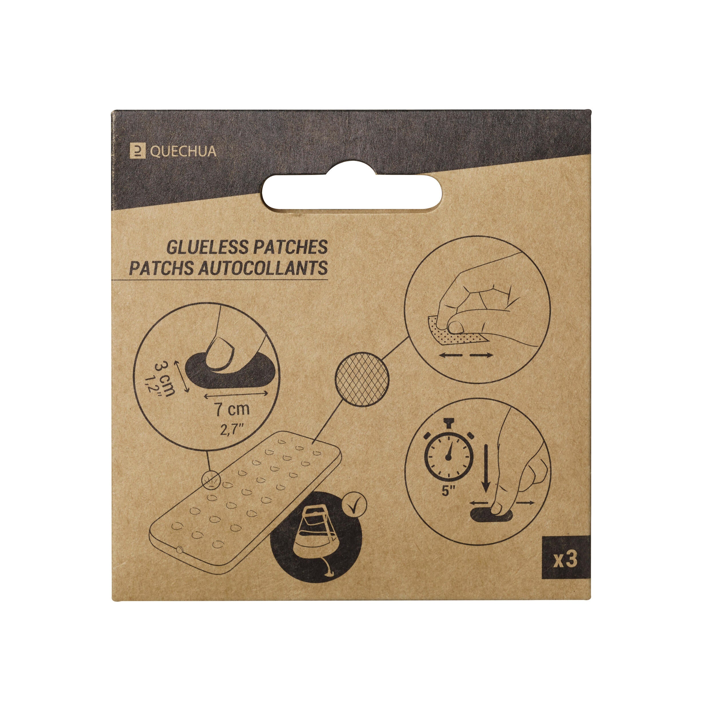 Quechua self-adhesive patches for repairing punctures in air mattresses set of 3, black