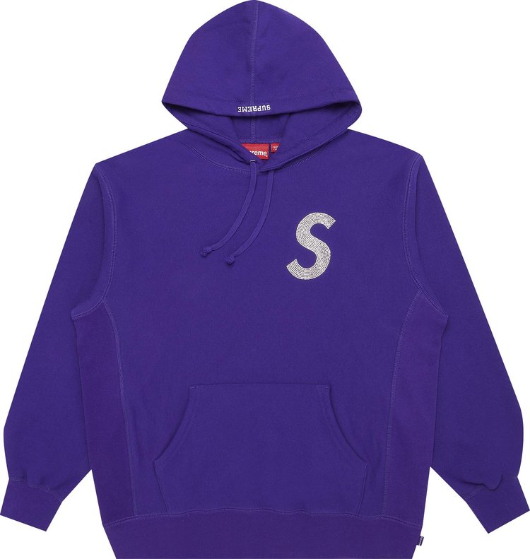 سويت شيرت بغطاء رأس وشعار Supreme x Swarovski S "أرجواني"، أرجواني