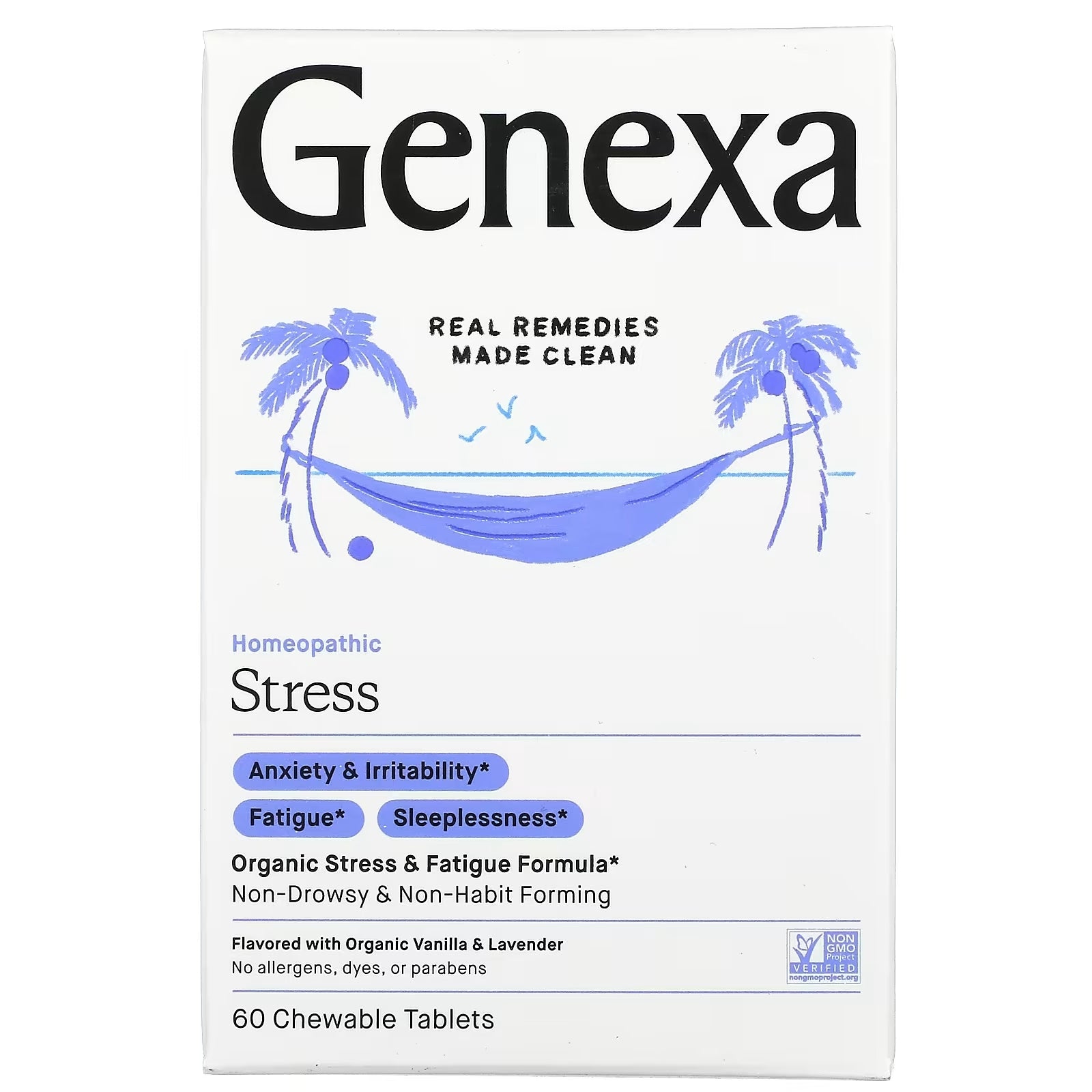 Genexa Stress Relief Formula, Vanilla & Lavender, 60 Chewable Tablets