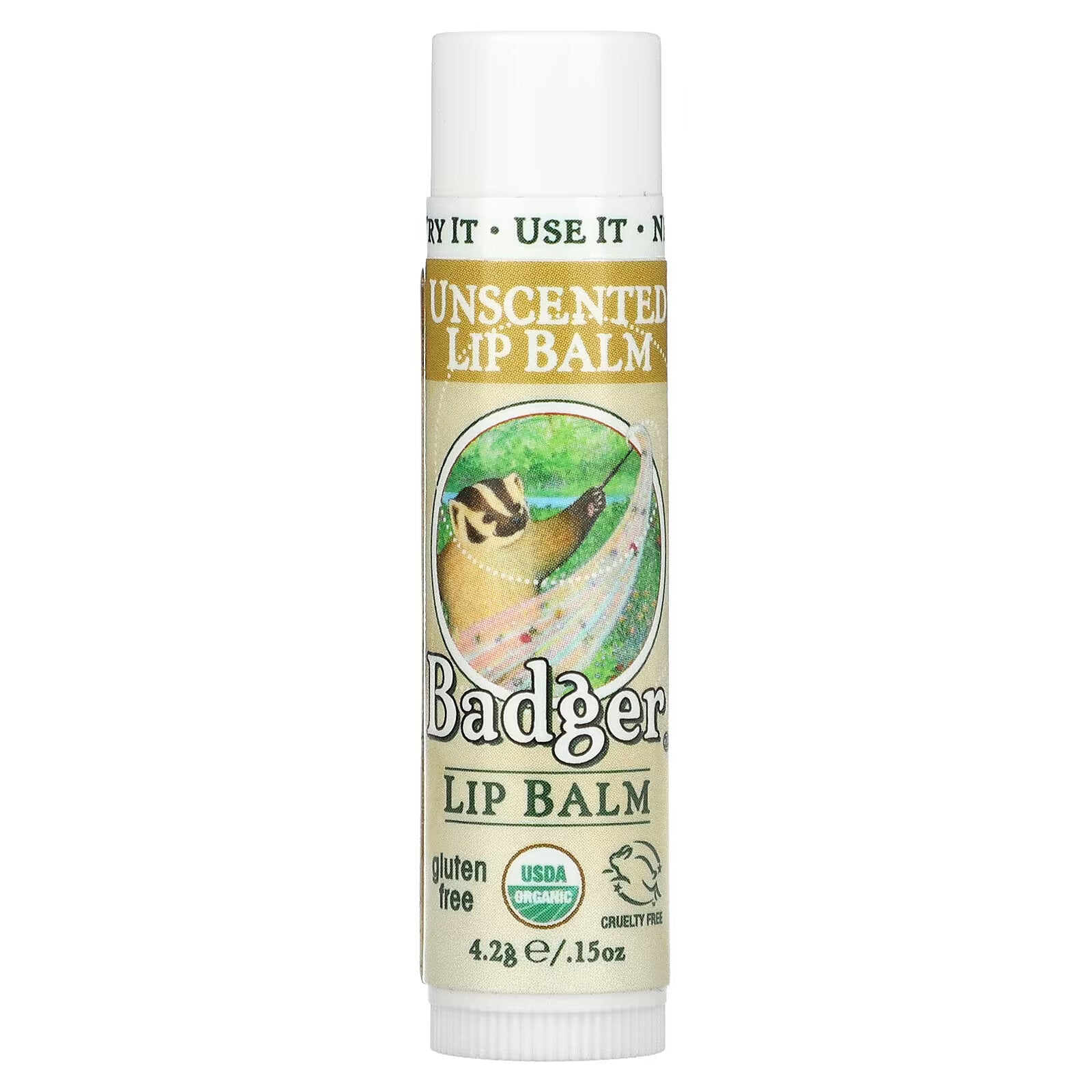 Badger Company, Organic Lip Balm, Unscented, 0.15 oz (4.2 g)