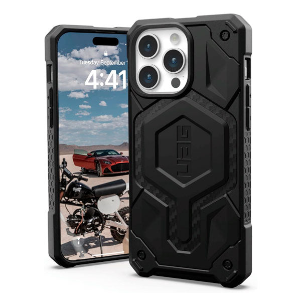 جراب UAG Monarch Pro لهاتف iPhone 15 Pro Max، شحن MagSafe، ألياف الكربون