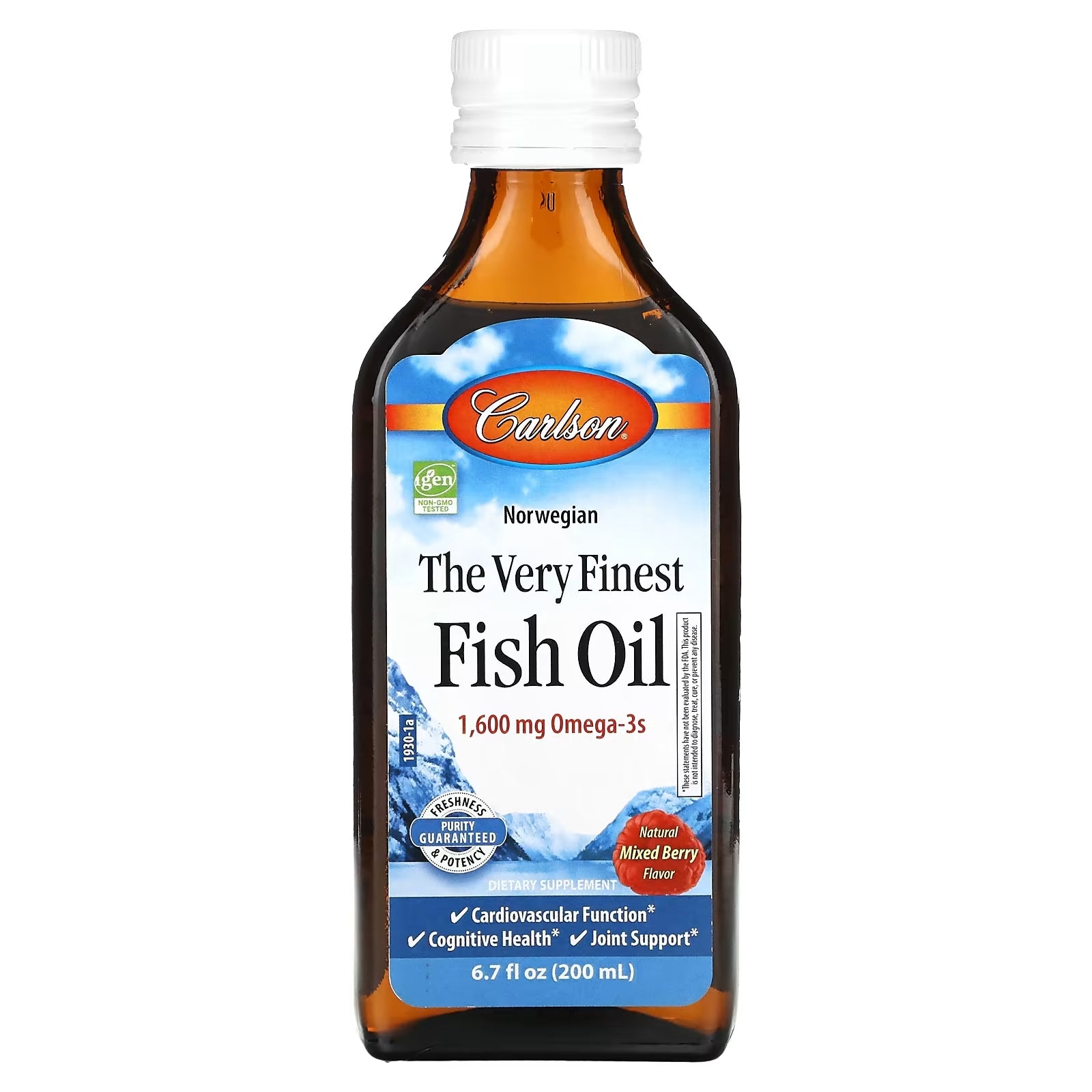 Carlson Norwegian The Very Finest Fish Oil Natural Mixed Berry 1,600 mg, 200 ml