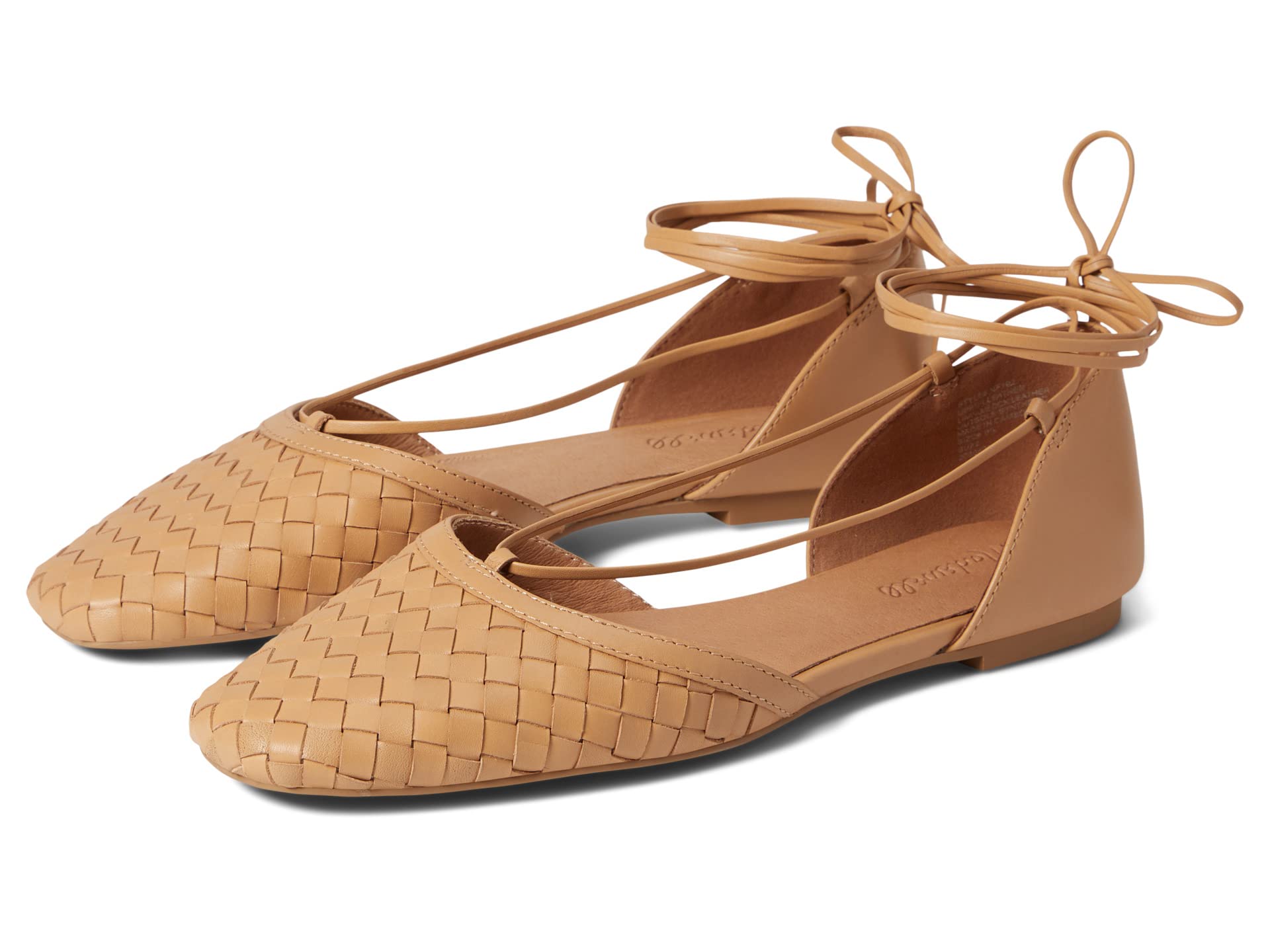 Madewell Shoes, The Celina Lace-Up Flat in Woven Leather