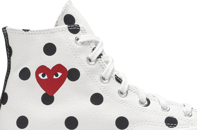 حذاء رياضي Converse Comme des Garçons x Chuck Taylor All Star 70 Hi White Polka Dot، باللون الأبيض