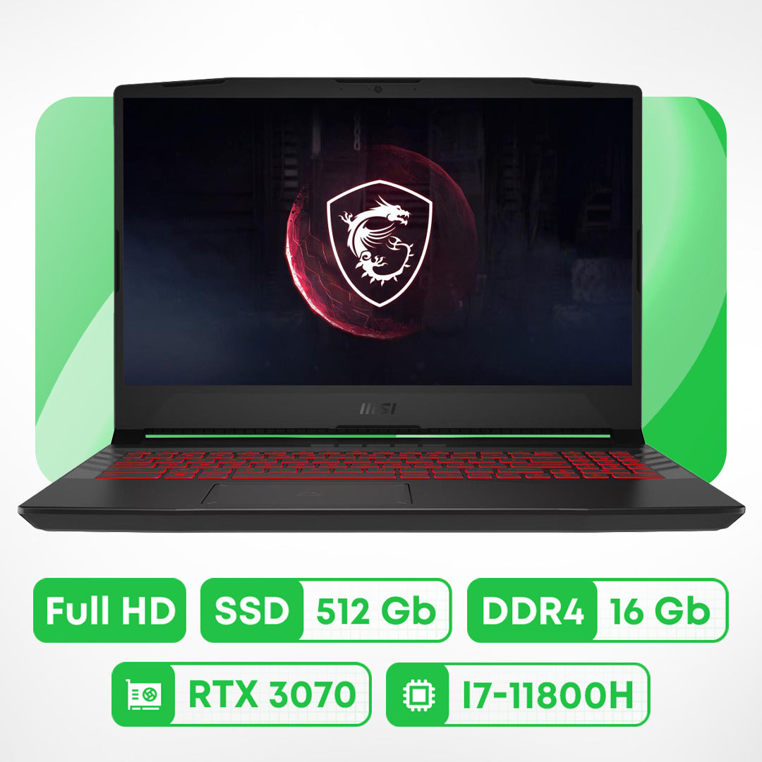 كمبيوتر محمول للألعاب MSI Pulse GL66، مقاس 15.6 بوصة، 16 جيجابايت/512 جيجابايت، i7-11800H، RTX 3070، لوحة مفاتيح إنجليزية باللون الرمادي التيتانيوم